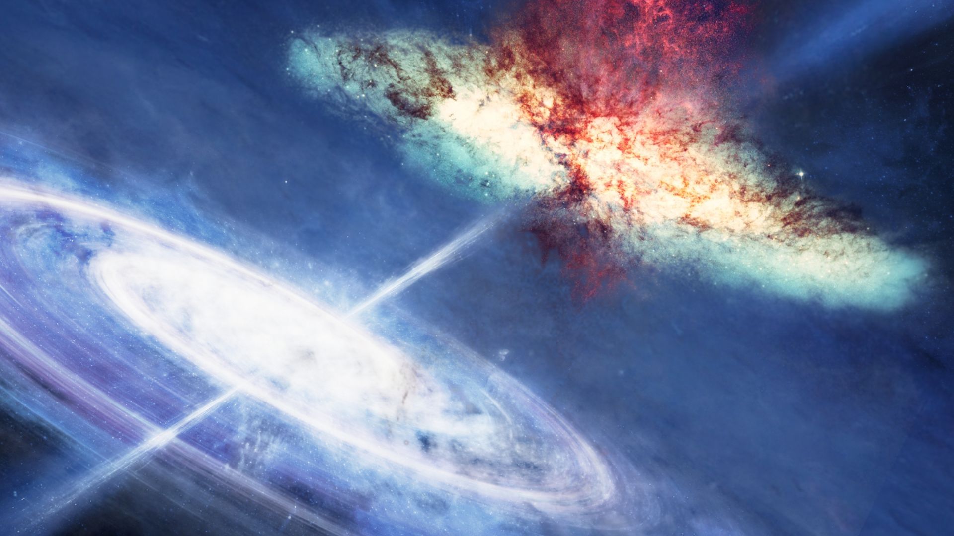 A quasar from a feeding supermassive black hole observed to be remaking its neighbourhood
