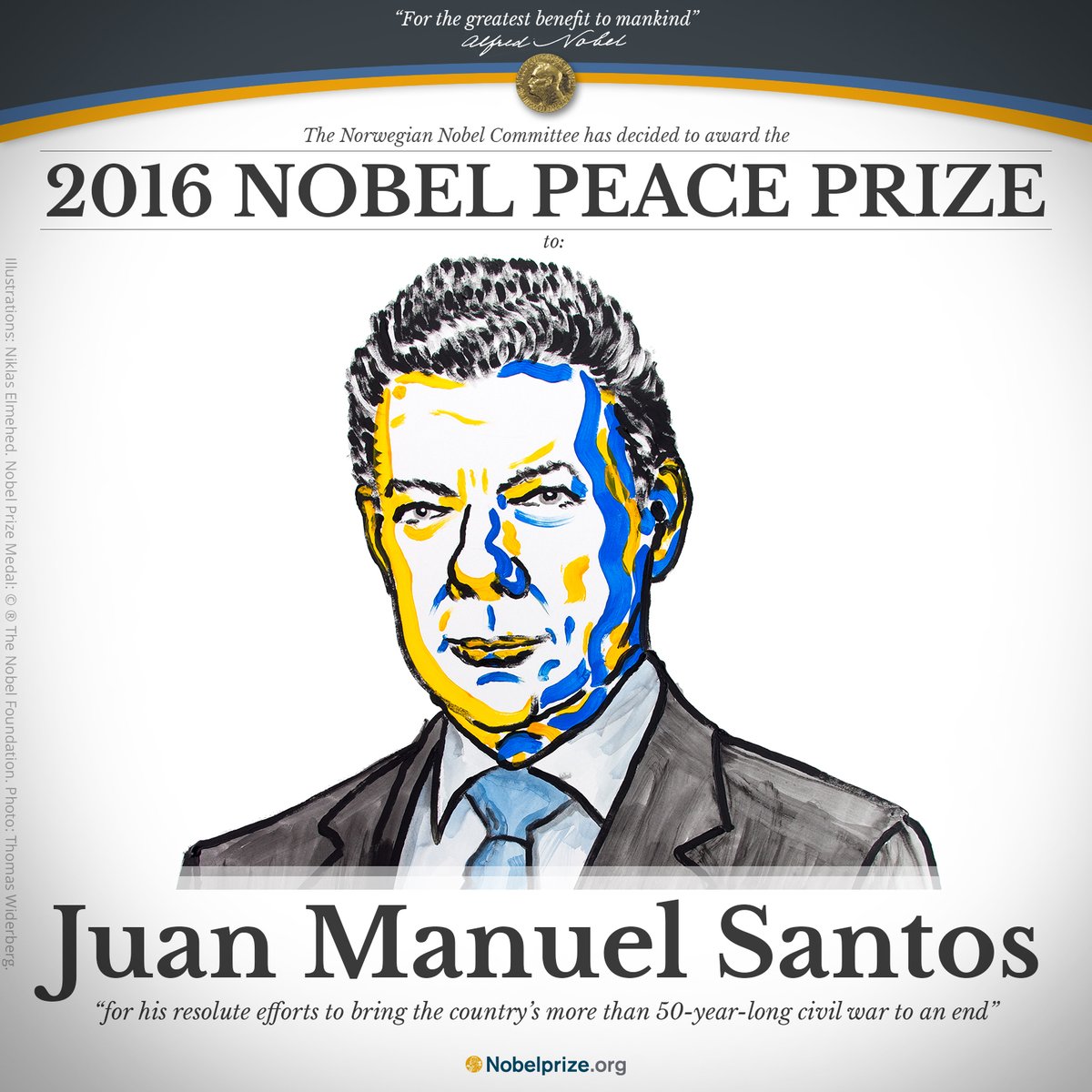 Columbian President Juan Manuel Santos wins the 2016 Nobel Peace Prize